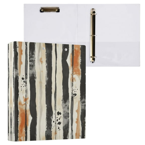 Vertical Stripes 3 Ring Hardcover Binders 1.5in Round Rings for Letter-Size Folder Paper Organizer Pockets for Office Student Recipe
