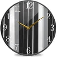 thumbnail image 1 of Vertical Stripes Black Pattern Wall Clock Silent Non Ticking 9.5 Inch Round Easy to Read for Home Office School Clock, 1 of 7