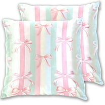 Vertical Stripes Bowknots Throw Pillow Covers Pillowcases 16 x 16 Inch Home Decor 2 Packs for Bedroom Sofa