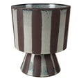 thumbnail image 1 of Vertical Stripes Ceramic Vase with Pedestal Base,Large,Gray and Brown- Saltoro Sherpi, 1 of 5