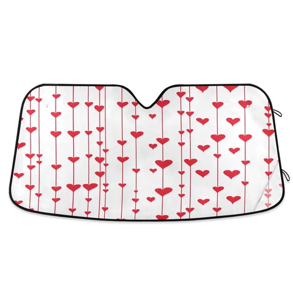 Vertical Stripes Of Hearts Car Windshield Sun Shade Foldable Car Front Window Visor Heat and UV Protection 53x23.5