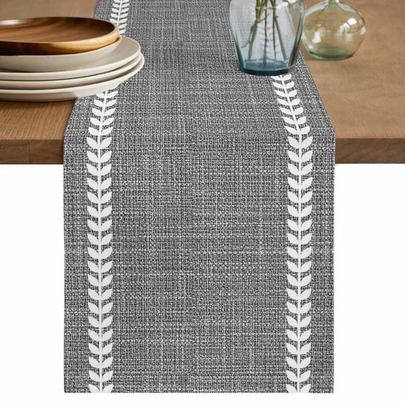 Vertical Stripes Table Runner 70 Inches Long,Modern Rustic Simple Lines Art Black Gray Kitchen Dining Burlap Linen Tablerunner for Small/Round/Square/Wedding/Coffee/Dining Table Party Décor 13 x 70
