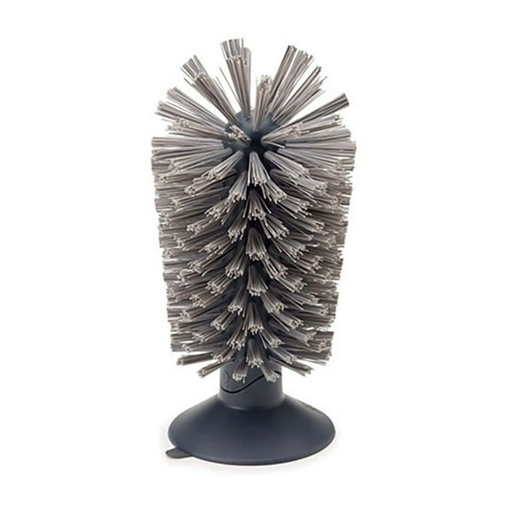 Vertical Suction Cup Cleaning Brush For Glassware, Designed For Quick Cleaning Of Glass Cups Mugs High Footed Glasses Red Wine Cups, Curved Bristles For Effective Scrubbing With