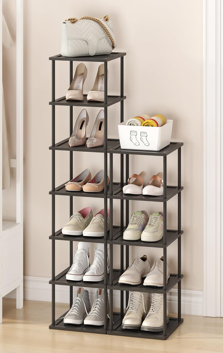 Vertical Tall Shoe Rack Organizer for Entryway -12 Tier Free Standing ...