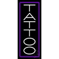 thumbnail image 1 of Vertical Tattoo with Border LED Neon Sign 32" Tall x 13" Wide - inches Black Square Cut Acrylic Backing, with Dimmer - Premium built indoor Sign for Storefront, Store interior, Workshop, Studio., 1 of 7