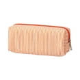 thumbnail image 1 of Vertical Thin Stripe Big Capacity Pencil Case, Distinct Dual‑Color Vertical Stripes, Handy Holder For Notes, Pens & Small Office Supplies (Orange), 1 of 5