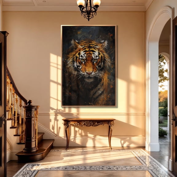 Vertical Tiger Poster Jungle Wildlife Wall Art, 24x36 UNFRAMED