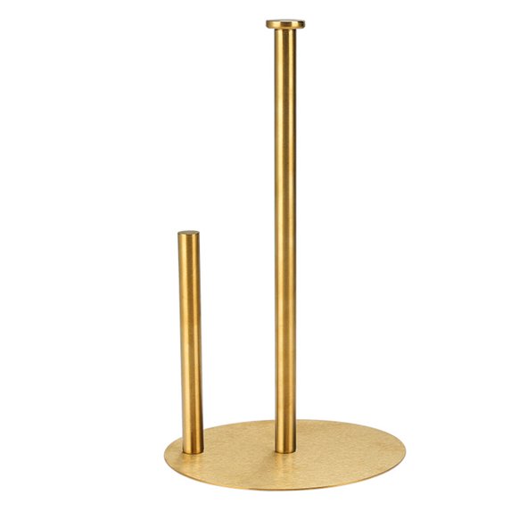 Vertical Tissue Holder Paper Towel Stand with Anti-Slip Weighted Base Kitchen Countertop Freestanding Paper Towel Rack,Golden