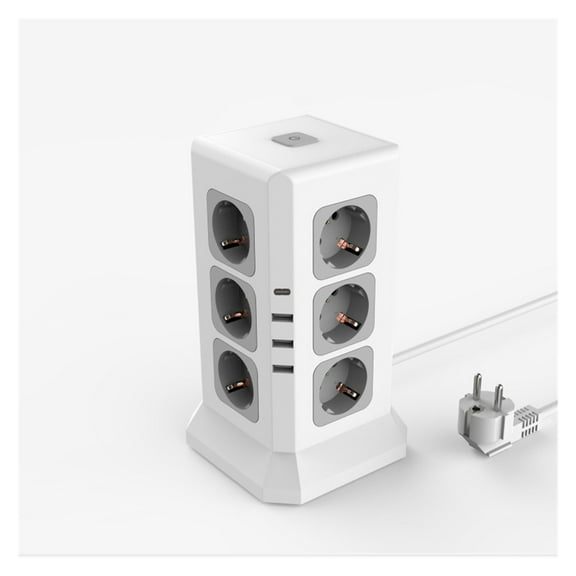 Vertical Tower Power Strip 12 Outlets Multi Usb Type C Socket 2m Extension Cord Surge Protector With Switch Home