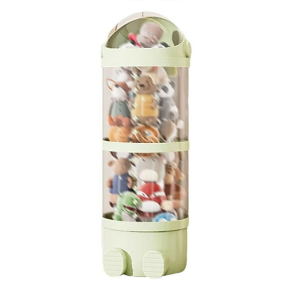Vertical Toy Storage Tube for Stuffed Animals Transparent PP Bucket with Lid 2 Layer Organizer Kids Room Home Textile Storage Solution
