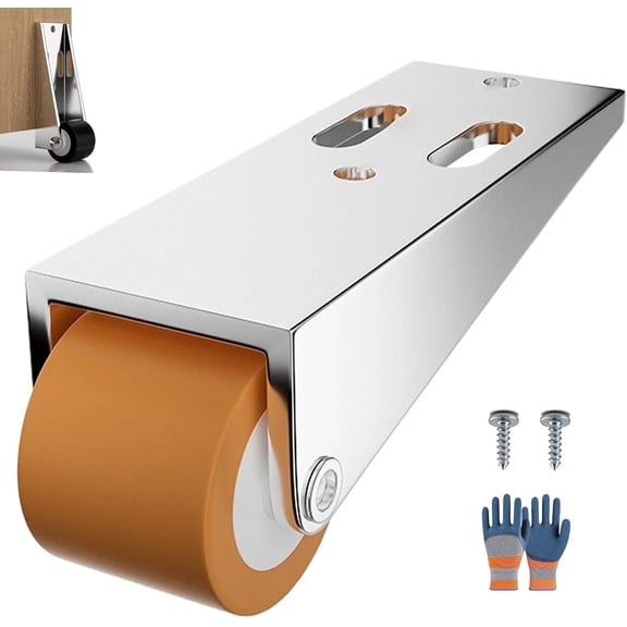 Vertical Track Roller Wheel, Duty Anti-Sag Support Design, Sliding Door Bottom Wheels with Rubber Caster, Side or Vertical Mount Rollers for Furniture Door Track and Sliding Pulley (1PCS,Orange)