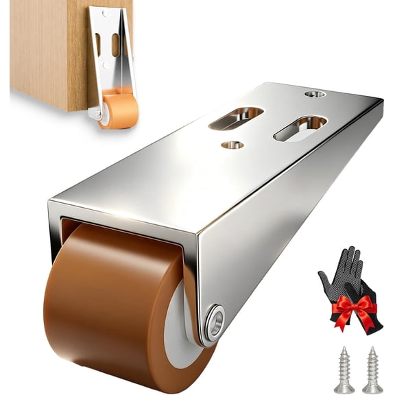 Vertical Track Roller Wheel, Duty Anti-Sag Support Design, Smooth Rolling Floor Protector Roller with Screws & Gloves, Load-Bearing Capacity 55Ib for Sagging Wood Gates & Barn Doors (1pc,Orange)