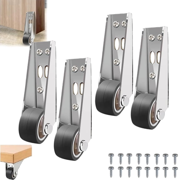 Vertical Track Roller Wheel – Heavy Duty Anti-Sag Sliding Door Bottom Rollers with Rubber Caster for Furniture(4pcs)Q