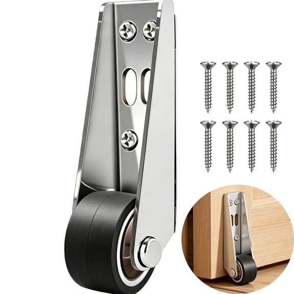 Vertical Track Roller Wheel - Heavy Duty Sliding Door Bottom Guide Roller - Alloy Steel Quiet Soft Rubber Caster for Barn Door Cabinet Gate Drawer - 110 Lbs Load