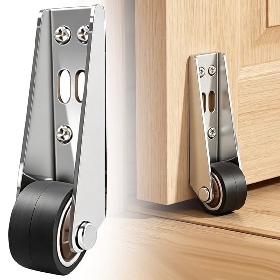 Vertical Track Roller Wheel, Heavy Duty Sliding Door Bottom Guide Roller, Alloy Steel Quiet Soft Rubber Caster for Barn Sliding Door, Cabinet, Gate & Drawer, Up to 110LBS(50KG) Load Capacity