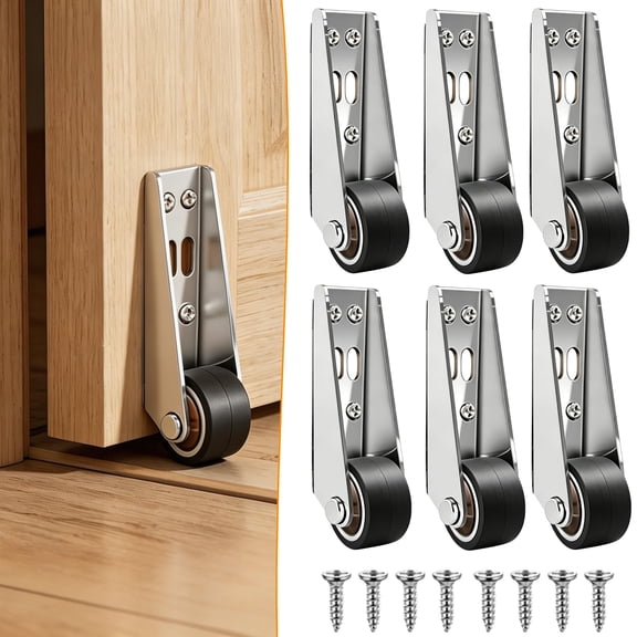 Vertical Track Roller Wheel, Heavy Duty Sliding Door Bottom Guide Roller, Smooth Quiet Directional Caster Wheel for Barn Sliding Door, Cabinet, Gate,Side Mount and Vertical Installation(6Pcs/A)