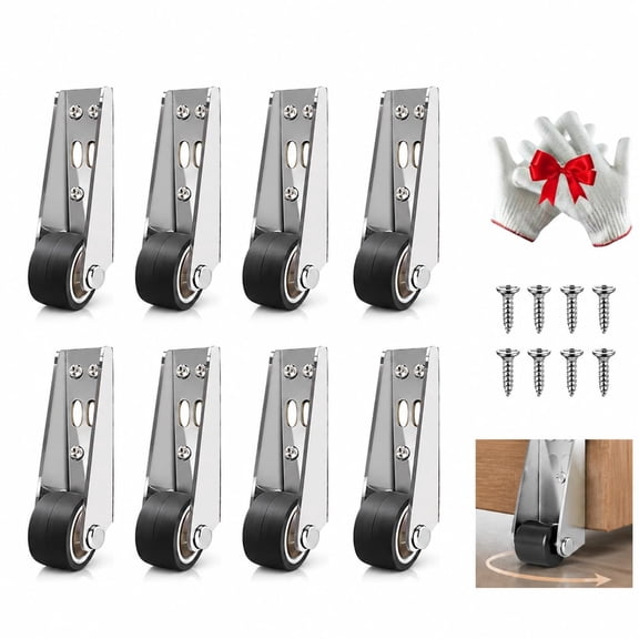 Vertical Track Roller Wheel, Load-Bearing Anti-Sag Sliding Door Bottom Rollers, Heavy Duty Sliding Door Bottom Guide (8)