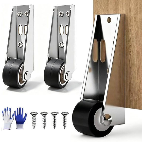 Vertical Track Roller Wheel, Upgraded Rubber Door Support Wheel Roller, 110LBS Heavy Duty Sliding Door Bottom Guide for Furniture Sliding Closet Hardware