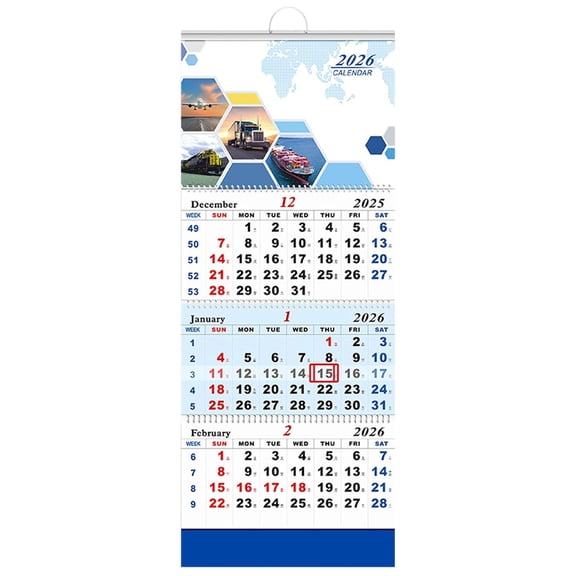 Vertical Trifold Wall Calendar 2026, 2026 Calendar 3 Month View Calendar, Large Hangable Wall Planner, For School Workplace Dormitory Apartment Hotel Time Management (Hexagon)