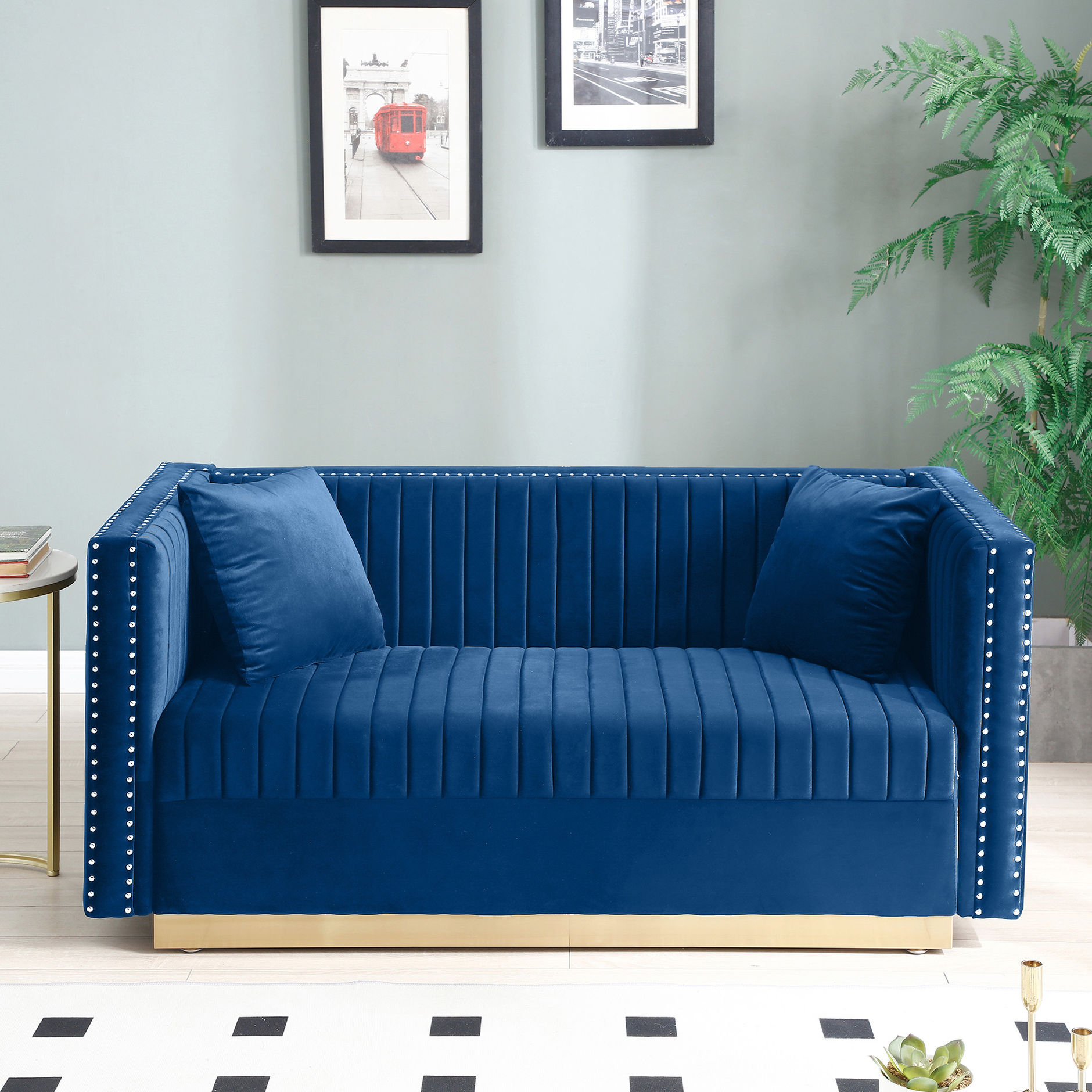 Vevlet Ribble Couch Vertical Tufted Velvet Couch | Fit for Mid - Century and Contemporary ...