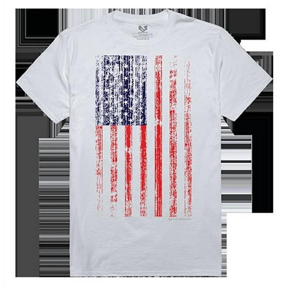 Vertical US Flag Graphic Tee, White - Medium