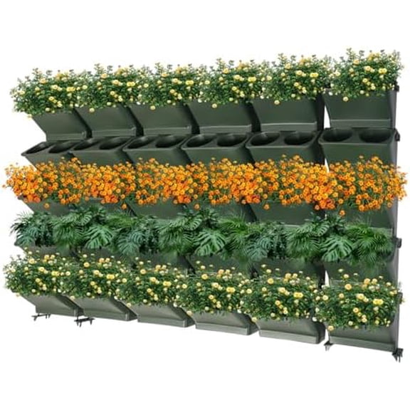Vertical Wall Planter with 30 Pots, Self Watering Vertical Garden Wall Stackable Living Wall Planters Indoor/Outdoor Decor for Flower, Herb, Vegetables (60 Pockets)$$Garden &