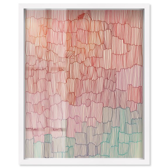 Vertical Weave I Shadowbox Print Bathroom Wall Decor by Art Remedy, White Frame, 36 x 45