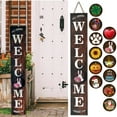 thumbnail image 1 of Vertical Welcome Sign for Front Door Porch Standing with 12 Seasonal Signs 47 Inch Tall Brown, 1 of 9