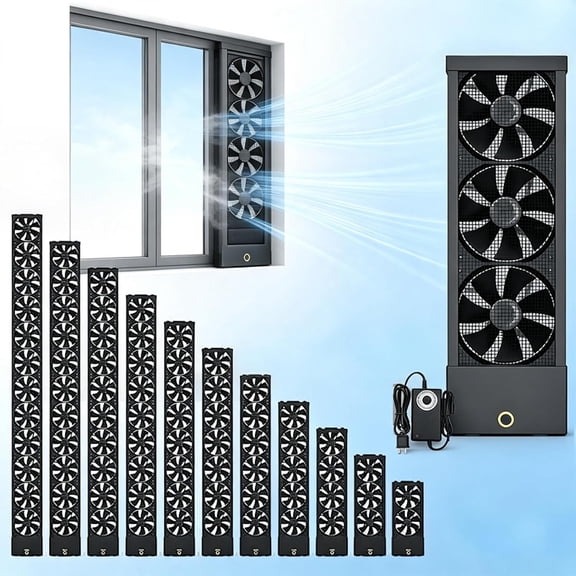 Vertical Window Fan, Reversible Airflow Exhaust Fan for Sliding Windows | No Drill Tool-Free Installation, Ultra Quiet Adjustable Speed Ventilation Fan for Bedroom Kitchen Bathroom(47.24-49.21'')