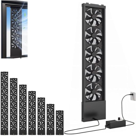 Vertical Window Fan For Sliding Windows, Window Exhaust Fan, Retractable, Free With Variable Speed for Bedrooms Smoky Spaces Hot Areas, No Need to Drill Holesembed Ded Installation