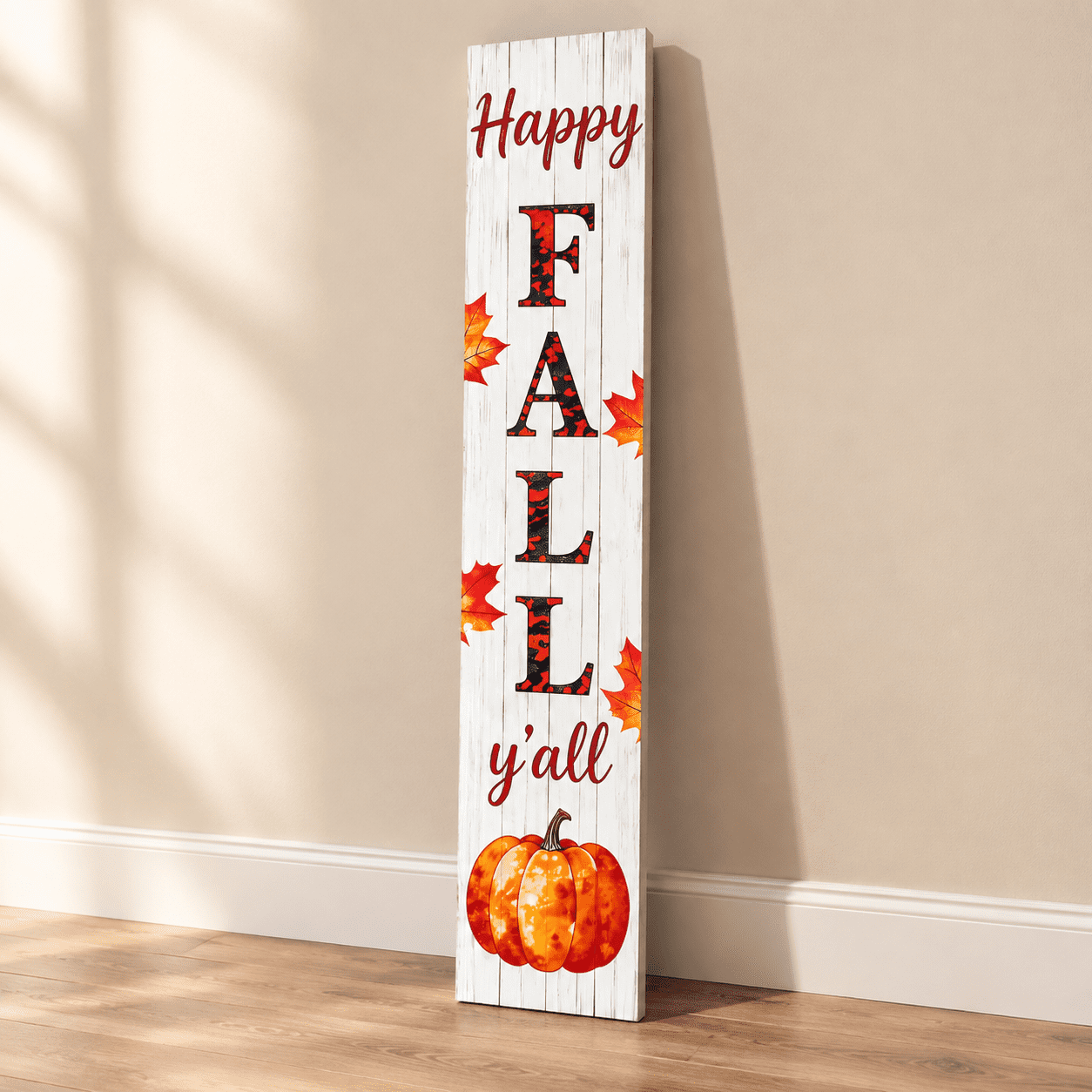 Vertical Wooden Happy Fall Porch Sign Rustic Standing Decorative ...