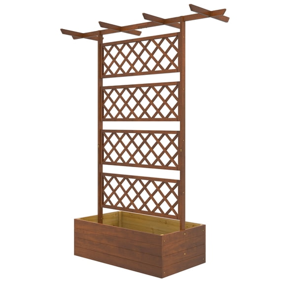 Vertical Wooden Planter Trellis for Climbing Plants, Herbs, and Flowers