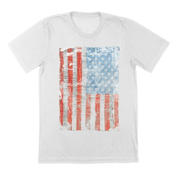 Vertical Worn Flag Americana Graphic White Mens T-Shirt