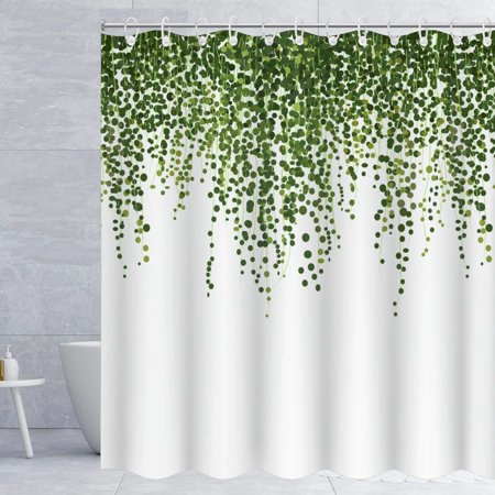 Vertical greenery Leaf Waterproof Modern Fabric Shower Curtains