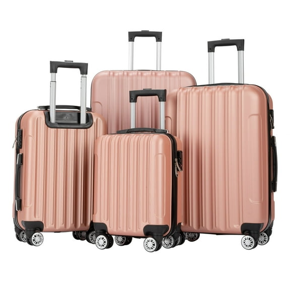 Vertical pattern four-in-one universal wheel with handle trolley case 16in 20in 24in 28in ABS aluminum alloy trolley fashion color - rose gold