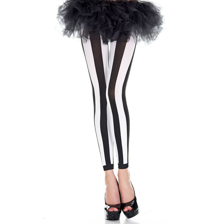 Vertical striped leggings 35219-BLACK/WHITE