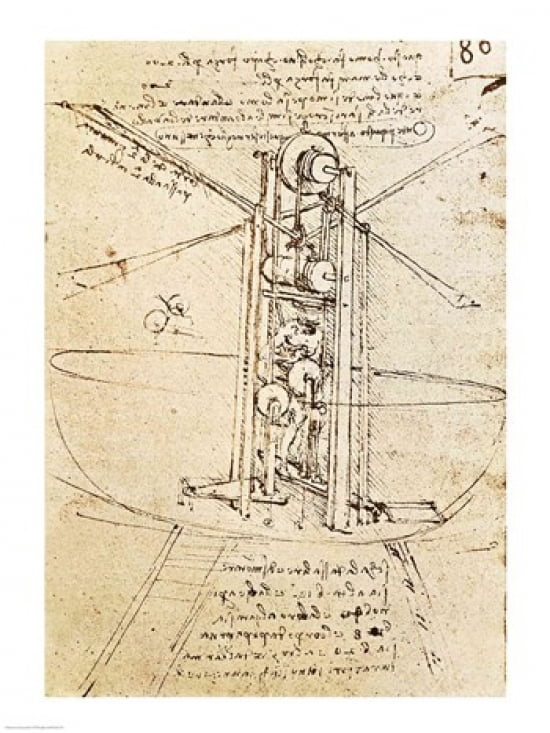 Vertically Standing Birds-winged Flying Machine Canvas Art - Leonardo Da Vinci (18 x 24)