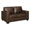 thumbnail image 1 of Vertically Stitched Leatherette Loveseat with Track Arms, Dark Brown, 1 of 3