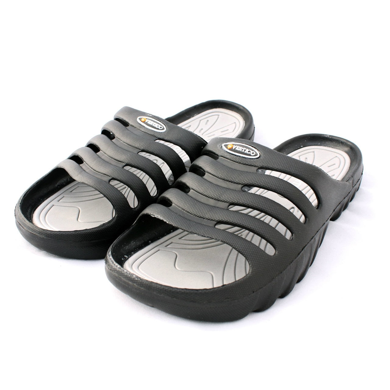 Vertico Footcare Men's Slide Sandal with Thin Memory Foam, Black, 12/13
