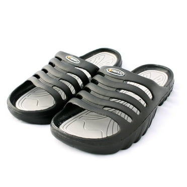 Vertico Footcare Men's Slide Sandal with Thin Memory Foam, Black, 12/13
