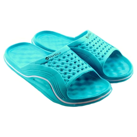 Women's Vertico Slip-On Shower Slides Home Shoes - Beach, Pool, or House Sandals - Turquoise