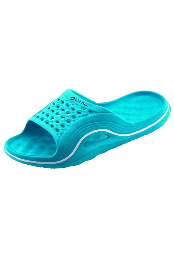 Vertico Youth Colorful Comfortable Slides - Pool & Shower Sandals for Girls & Boys (Turquoise)