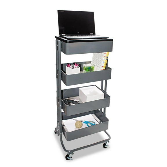 Vertiflex Multi-use Storage Cart/stand-up Workstation, 15.25" X 11.25" X 39", Gray