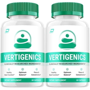 Vertigenics Brain Supplement Capsules - Verti Genics All-Natural Maximum Strength Formula, Focus Pills, 2 Pack, 120 Capsules