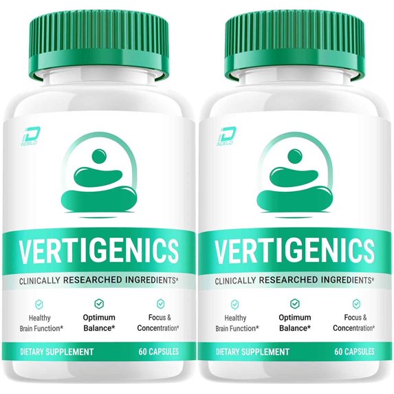 Vertigenics Brain Supplement Capsules - Verti Genics All-Natural Maximum Strength Formula, Focus Pills, 2 Pack, 120 Capsules