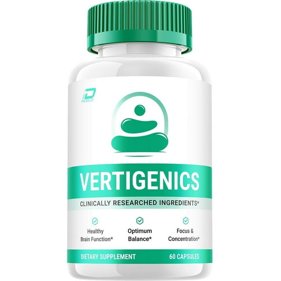 Vertigenics Brain Supplement Capsules - Verti Genics All-Natural Maximum Strength Formula, Focus Pills, 60 Capsules