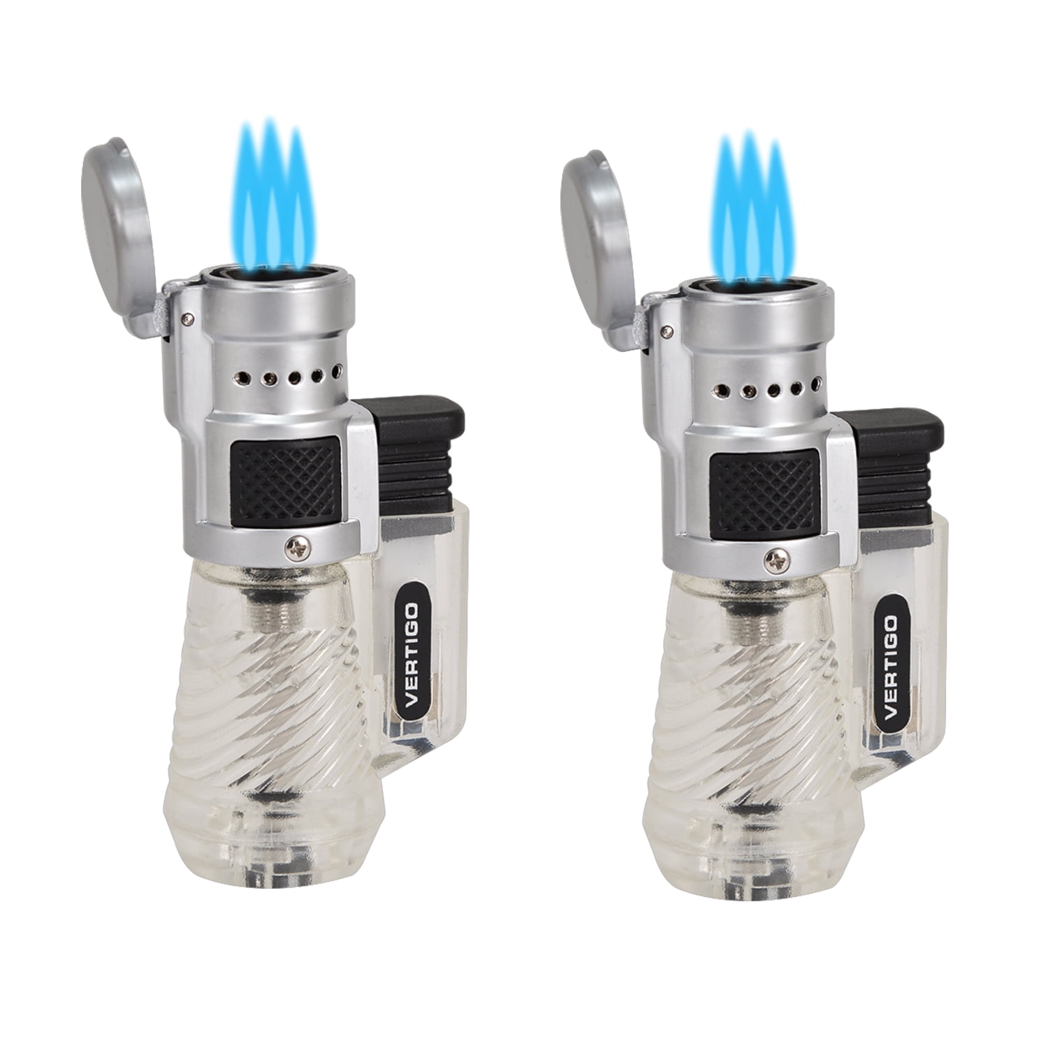 Vertigo Cyclone Triple Torch Lighter - Clear - 2 Pack