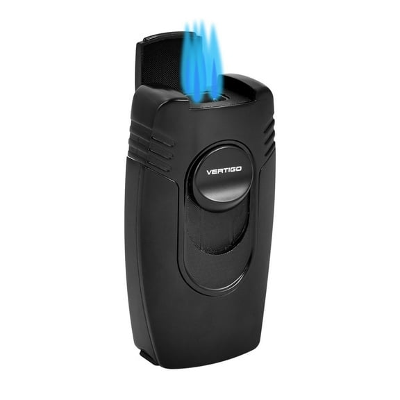 Vertigo Goliath (Big Buddha) Quad Torch Lighter with Punch Cutter - Black