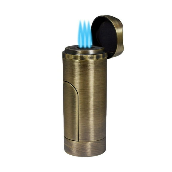 Vertigo King Triple Torch Lighter with Punch Cutter Brass