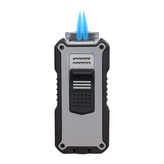 Vertigo Nighthawk Double Torch Lighter with Punch-Silver